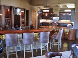 Slab Walnut face grain custom wood island top and bar top.