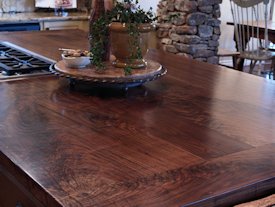 Slab Walnut face grain custom wood island top.