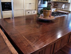 Slab Walnut face grain custom wood island top.