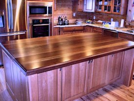 Slab Walnut face grain custom wood island top.