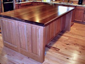 Slab Walnut face grain custom wood island top.