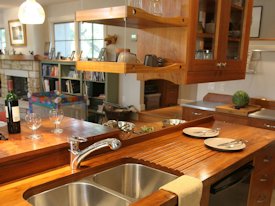 Teak face grain custom wood countertop.