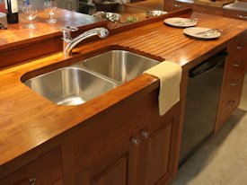 Teak face grain custom wood countertop.