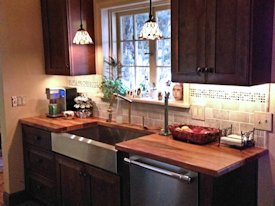 Tx Pecan face grain custom wood countertop.