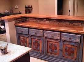 Tx Pecan face grain custom wood countertop and bar top.