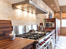 Walnut edge grain wood countertop.