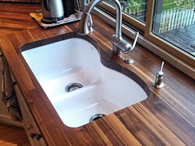 Edge Grain Walnut countertop with undermount sink and Tung-Oil/Citrus finish