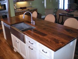 Walnut face grain island countertop.