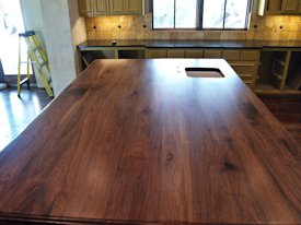 Walnut face grain island countertop