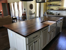 walnut  Wood Slab Floating Countertop