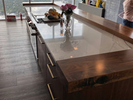 walnut  Wood Slab Floating Countertop