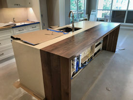 walnut  Wood Slab Floating Countertop