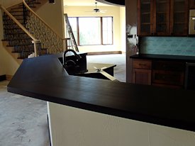 Wenge face grain custom wood bar top.