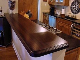 Wenge edge grain custom wood bar top.