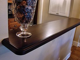 Wenge edge grain custom wood bar top.