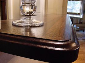 Wenge edge grain custom wood bar top.