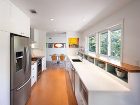 White Oak edge grain custom wood countertop and shelf.