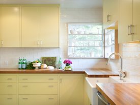 White Oak edge grain custom wood countertop.