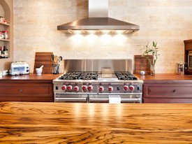 Zebrawood face grain custom wood island countertop.