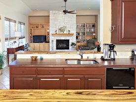 Zebrawood face grain custom wood island countertop.