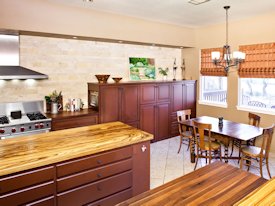 Zebrawood face grain custom wood island countertop.