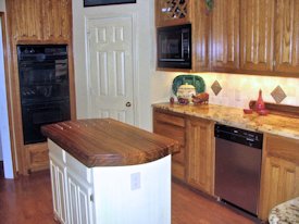 Zebrawood face grain custom wood island countertop.