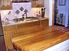 Zebrawood face grain custom wood island countertop.