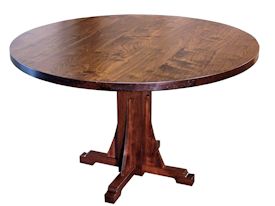 Custom walnut table with pedestal-style base