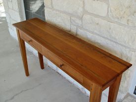 Custom Cherry hall table with drawers and walnut accents