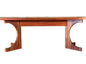 Custom face grain Jatoba contemporary trestle-style table.