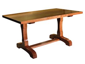 Custom face grain cherry trestle table.