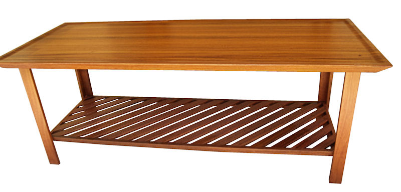 Jatoba Vanity with Slat-Style Shelf