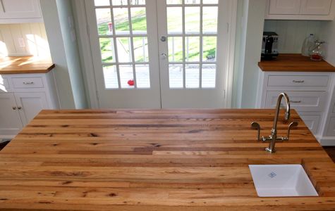 Reclaimed White Oak Wood Island Countertop