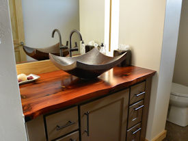 red-cedar  Wood Slab Floating Countertop