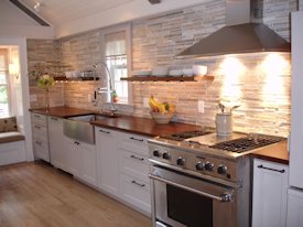 Sipo Mahogany edge grain custom wood countertop.