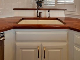 Sipo Mahogany edge grain custom wood countertop.