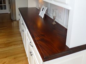 Sipo Mahogany face grain custom wood countertop.