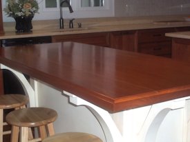 Sipo Mahogany face grain custom wood island countertop.