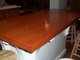 Sipo Mahogany face grain custom wood island countertop.