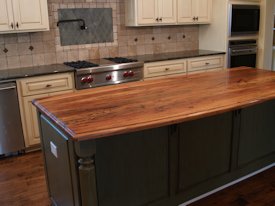 Spalted Pecan face grain custom wood island top.