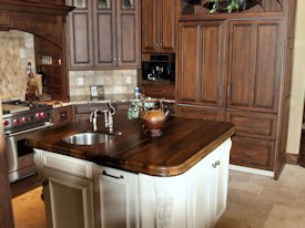 Spalted Pecan face grain custom wood island top.