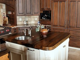 Spalted Pecan face grain custom wood island top.