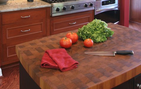 Edge Grain Teak Wood Island Countertop