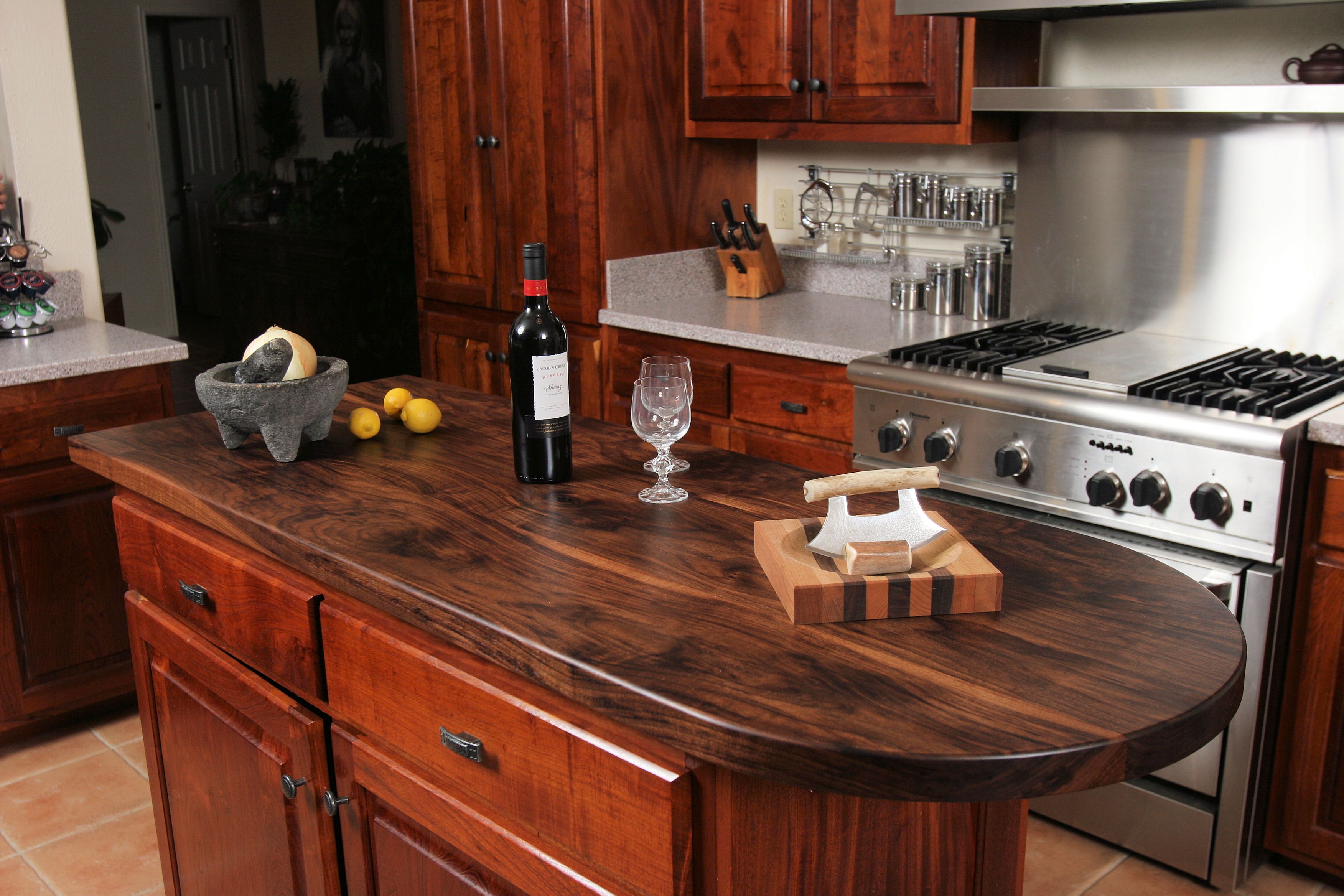 Custom Wood Countertop Options Finishes, Red Oak Kitchen Countertops
