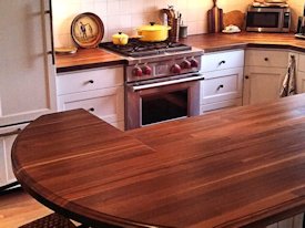 Walnut edge grain wood countertop and bar top.