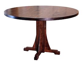 Custom walnut table with pedestal-style base