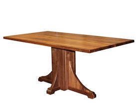 Custom walnut table with pedestal-style base