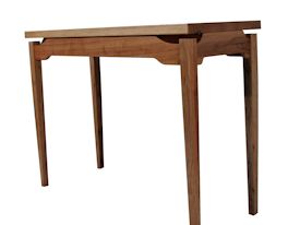 Custom hall table with a Texas Pecan framed Zebrawood