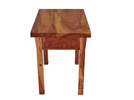 Custom Spalted Pecan rectangular shapped end table with custom designed carved aprons.