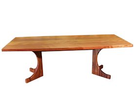 Custom face grain Jatoba contemporary trestle-style table.